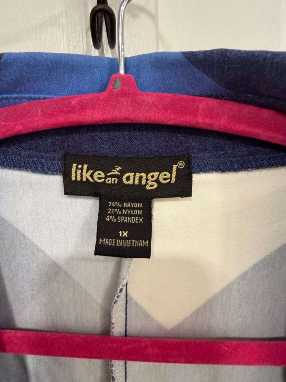 like an angel Blue Geometric Double-Breasted Blazer with White Accents size 1X - Picture 2 of 10